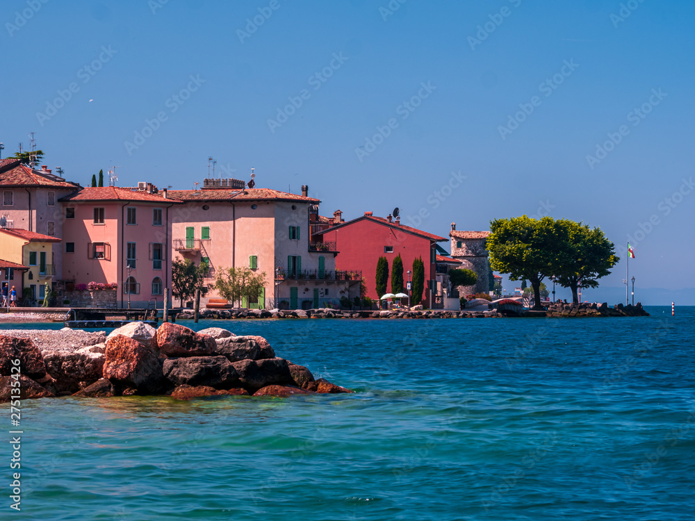 Lake Gardasee Water view during Summer vacation time with a mediterranean feeling