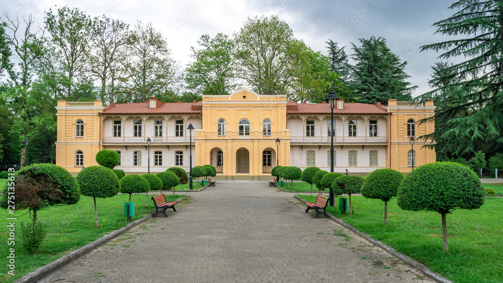 museum building next to the Dadiani palace in a park in Zugdidi.