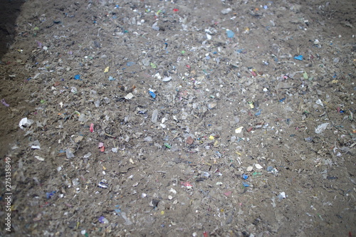 crushed dirty solid household waste