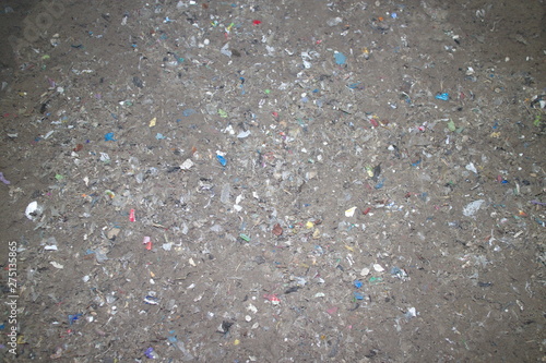 crushed dirty solid household waste