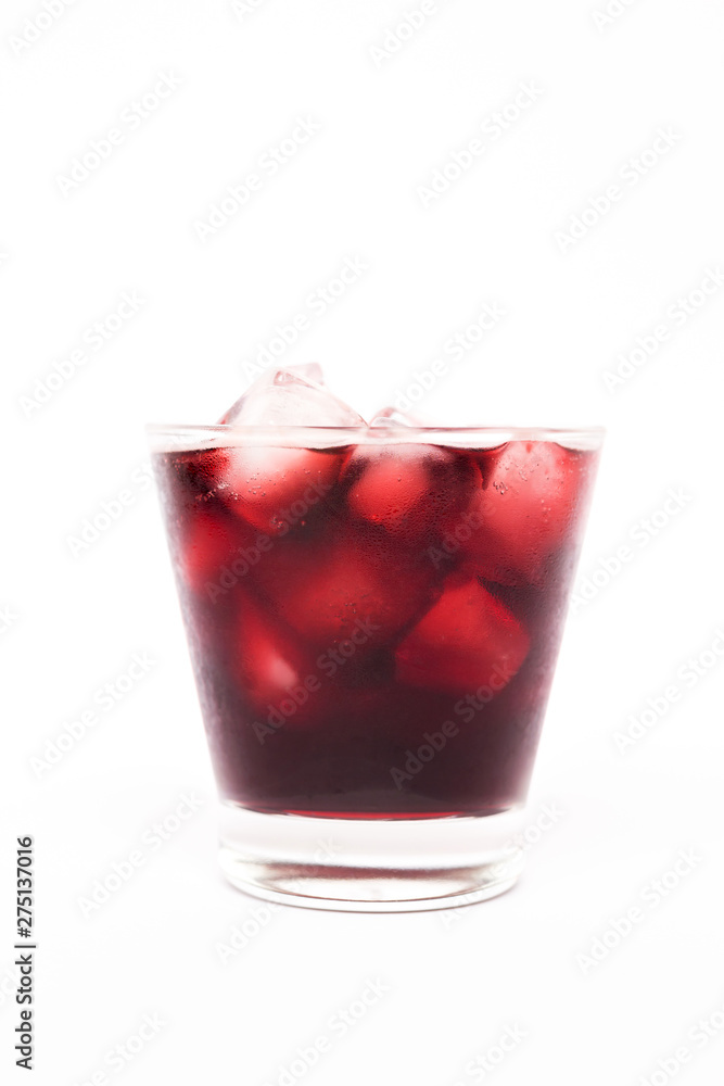 Summer cocktail; fresh grapes juice with sparkling on ice isolated on white background Summer cocktail; fresh grapes juice with sparkling on ice isolated on white background