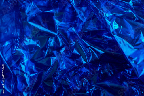 Blue cellophane paper background texture