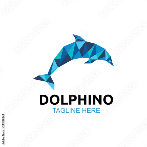 Blue Poly Dolphin Logo