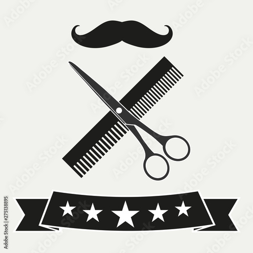 Barber shop haircut and shaving. Emblem hairdresser salon