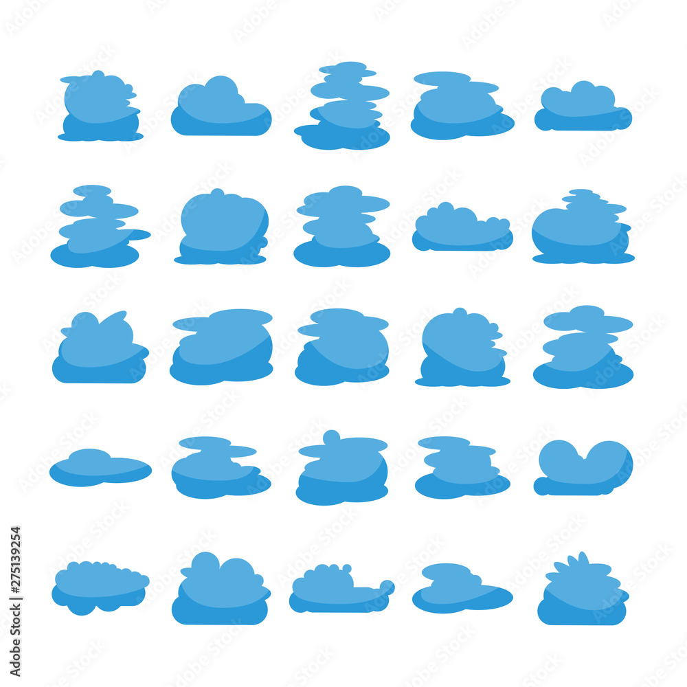 blue cloud shape icons collection vector blue cloud shape icons collection vector