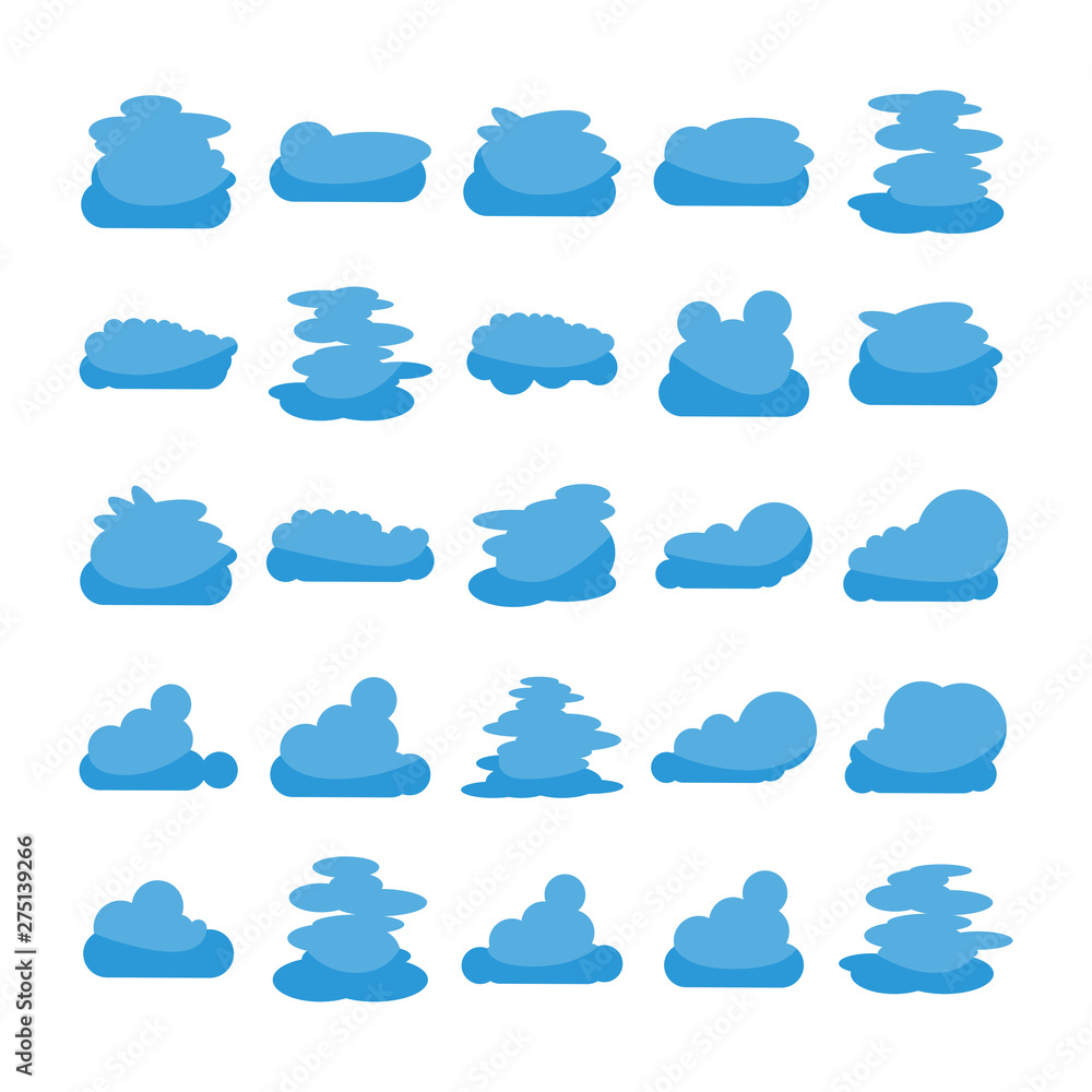 blue cloud shape icons collection vector blue cloud shape icons collection vector