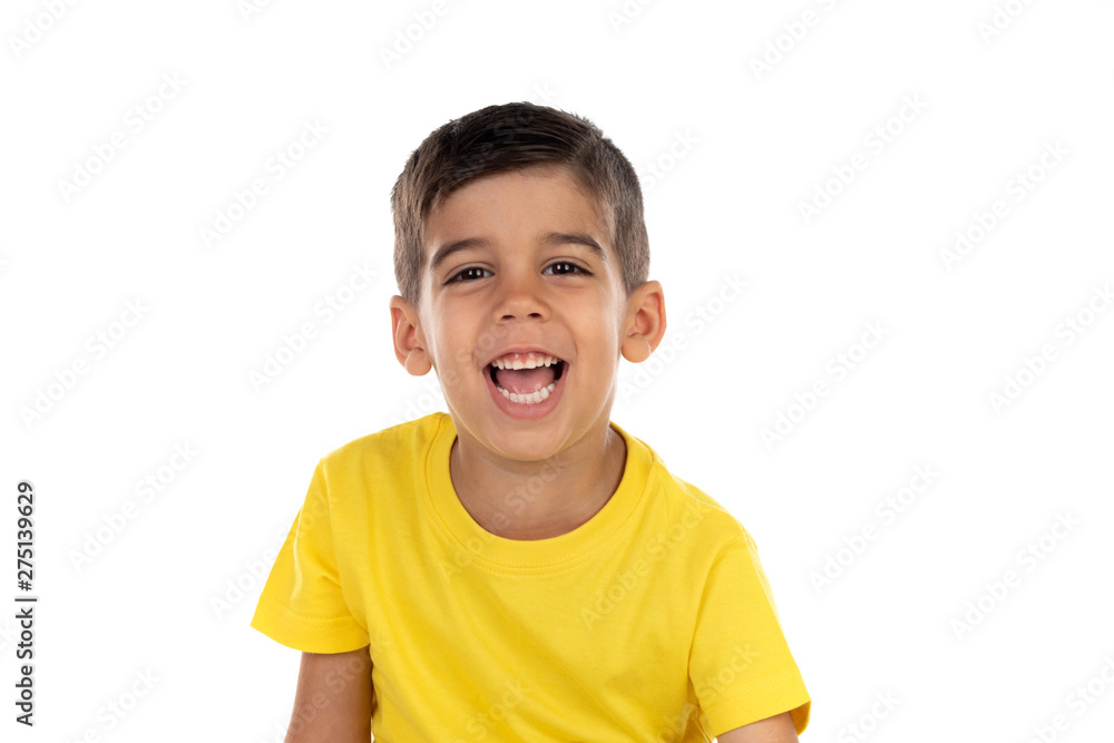 Happy dark child with yellow t-shirt Happy dark child with yellow t-shirt