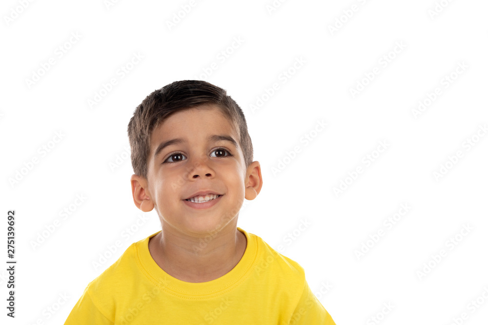 Happy dark child with yellow t-shirt Happy dark child with yellow t-shirt