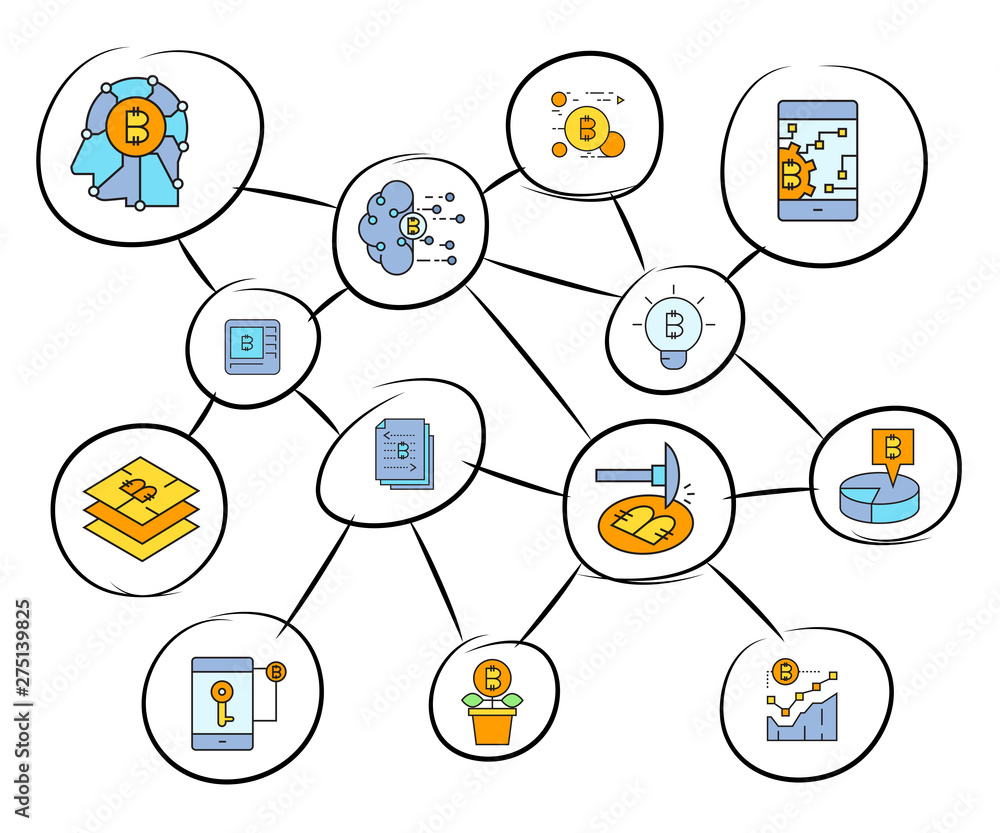 blockchain and bitcoin technology concept network in white background blockchain and bitcoin technology concept network in white background