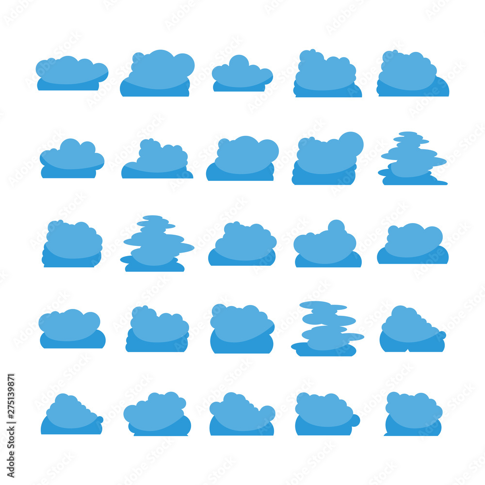 Fototapeta premium blue cloud shape icons collection vector