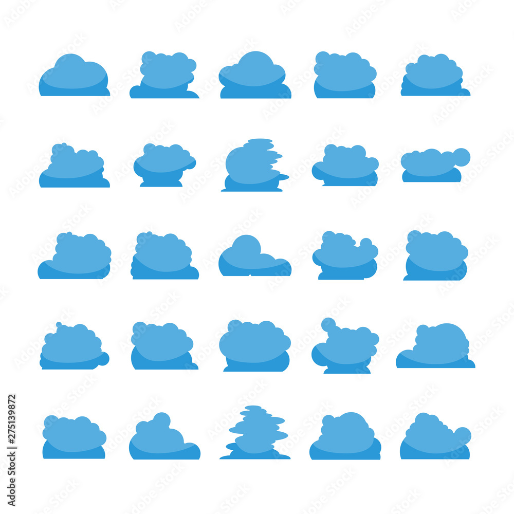 blue cloud shape icons collection vector blue cloud shape icons collection vector