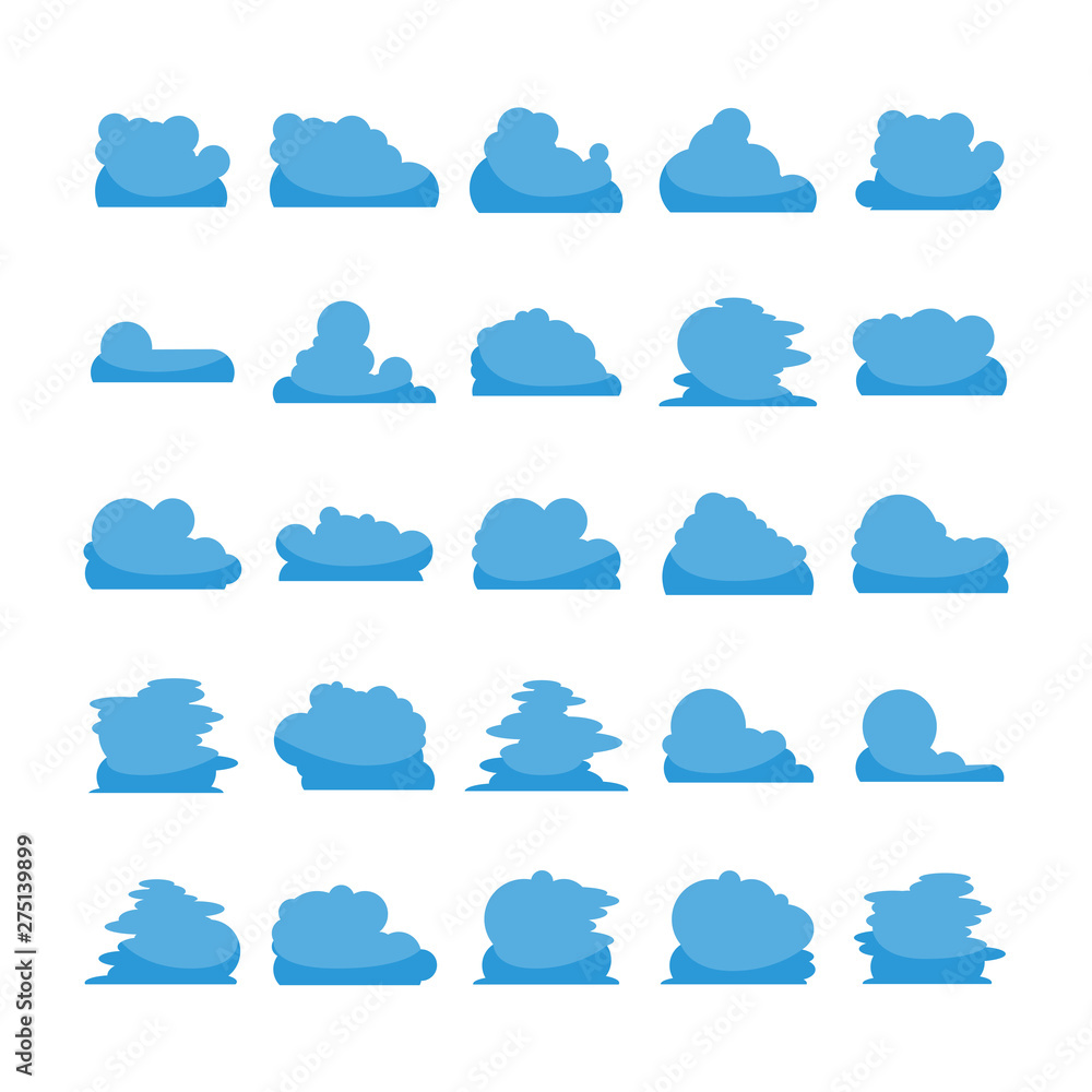 blue cloud shape icons collection vector blue cloud shape icons collection vector