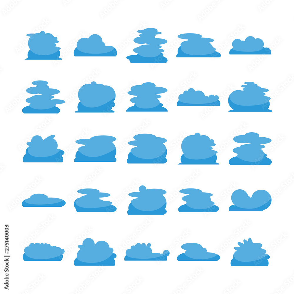 blue cloud shape icons collection vector blue cloud shape icons collection vector