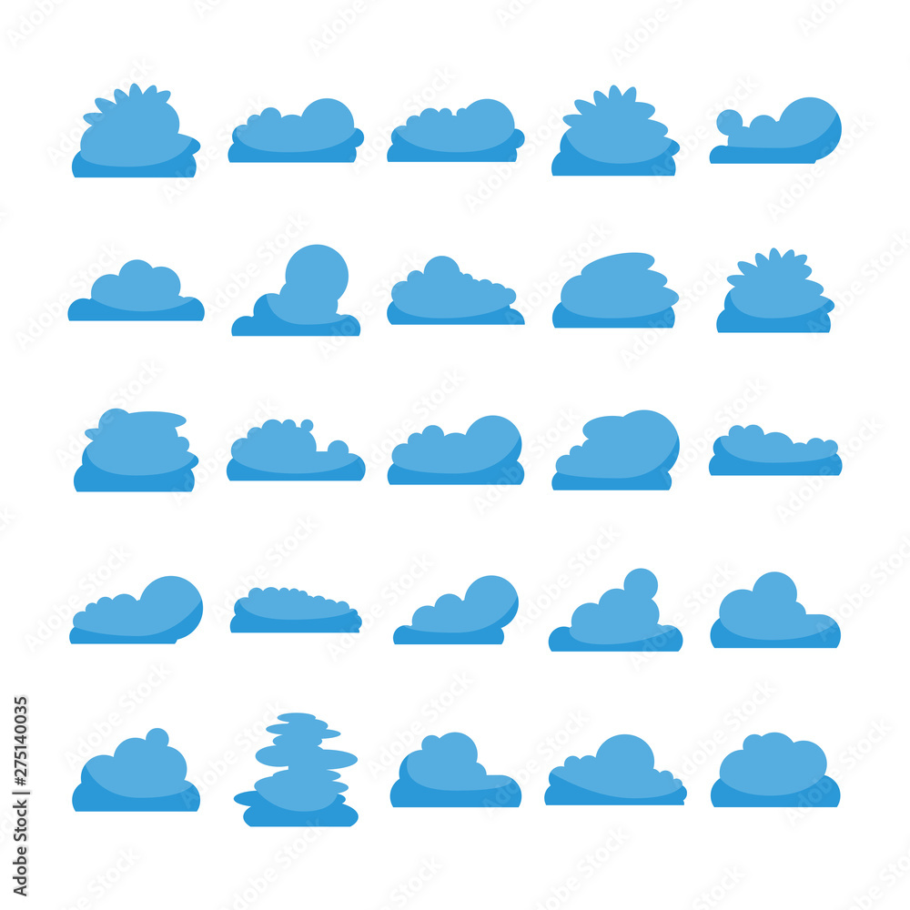 blue cloud shape icons collection vector blue cloud shape icons collection vector