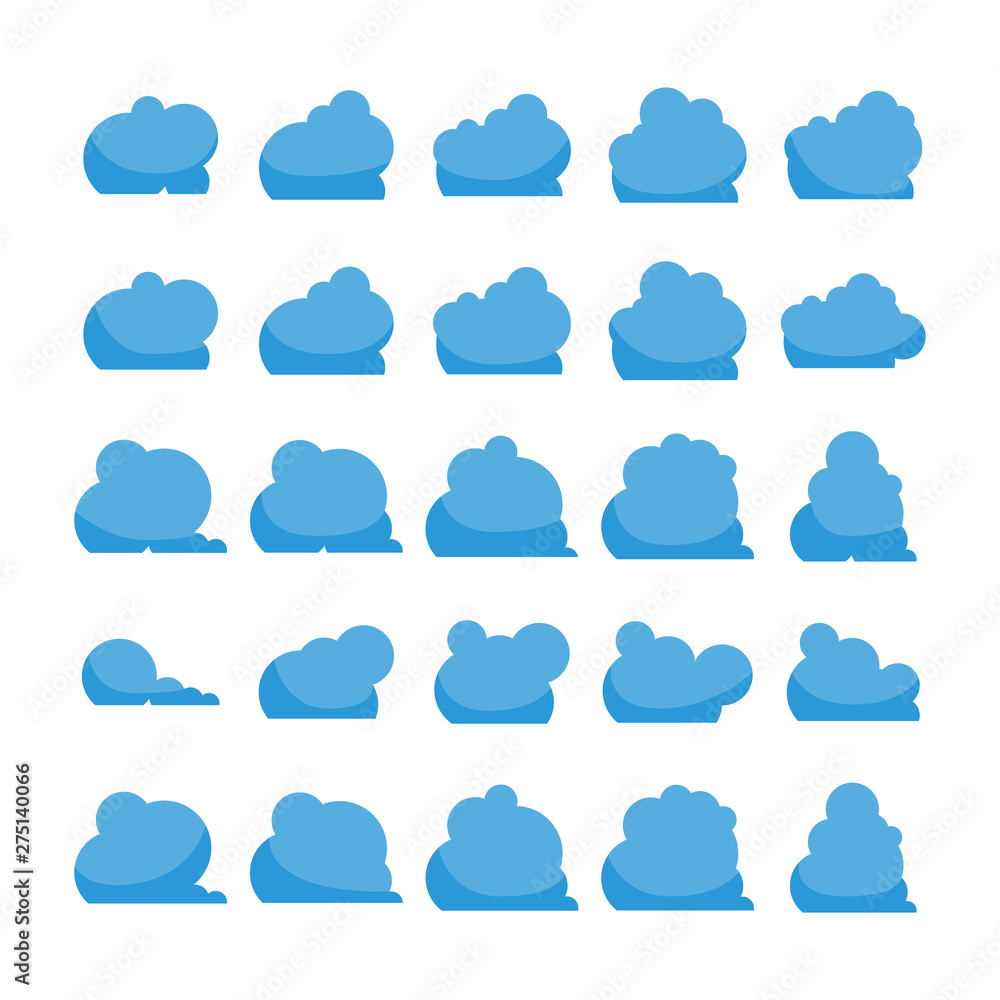 blue cloud shape icons collection vector blue cloud shape icons collection vector
