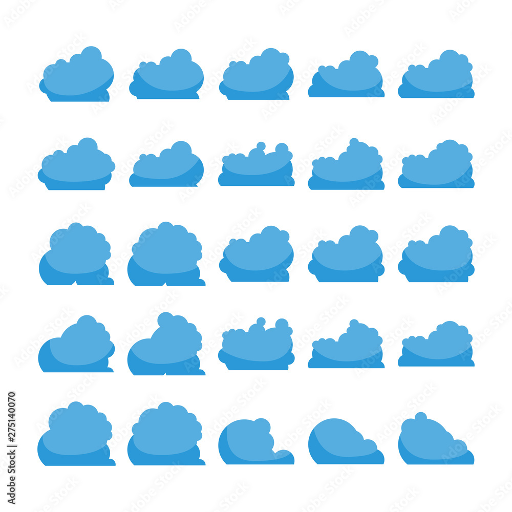 blue cloud shape icons collection vector blue cloud shape icons collection vector