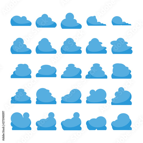 blue cloud shape icons collection vector