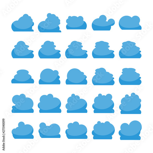 blue cloud shape icons collection vector