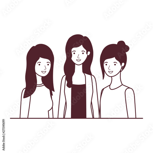 silhouette of women in white background