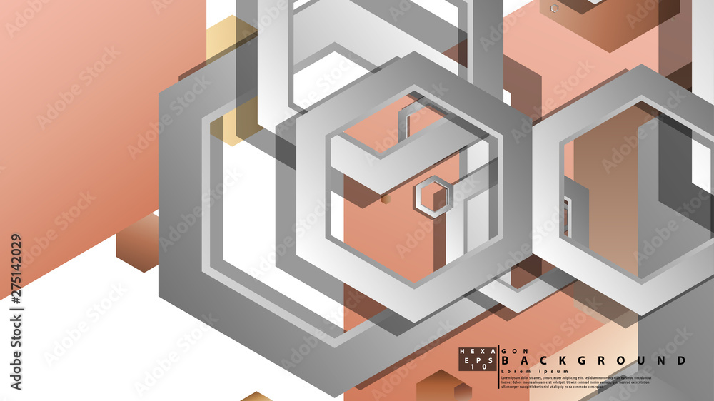 Fototapeta premium Abstract geometric background with hexagons skin color composition. Vector illustration