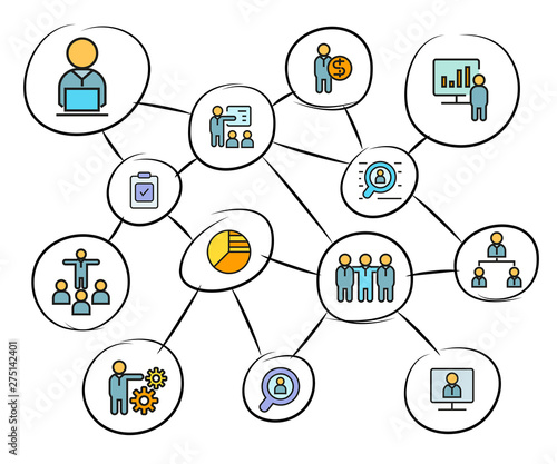 business management concept network diagram, mind mapping infographics