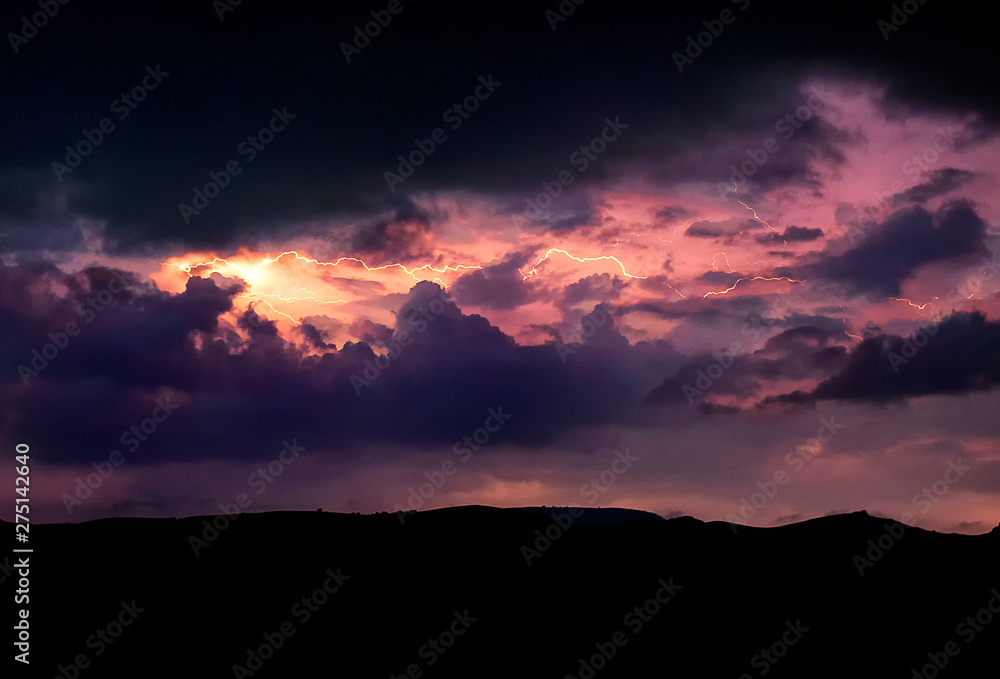 Lightning with dramatic clouds image . Night thunder-storm Lightning with dramatic clouds image . Night thunder-storm