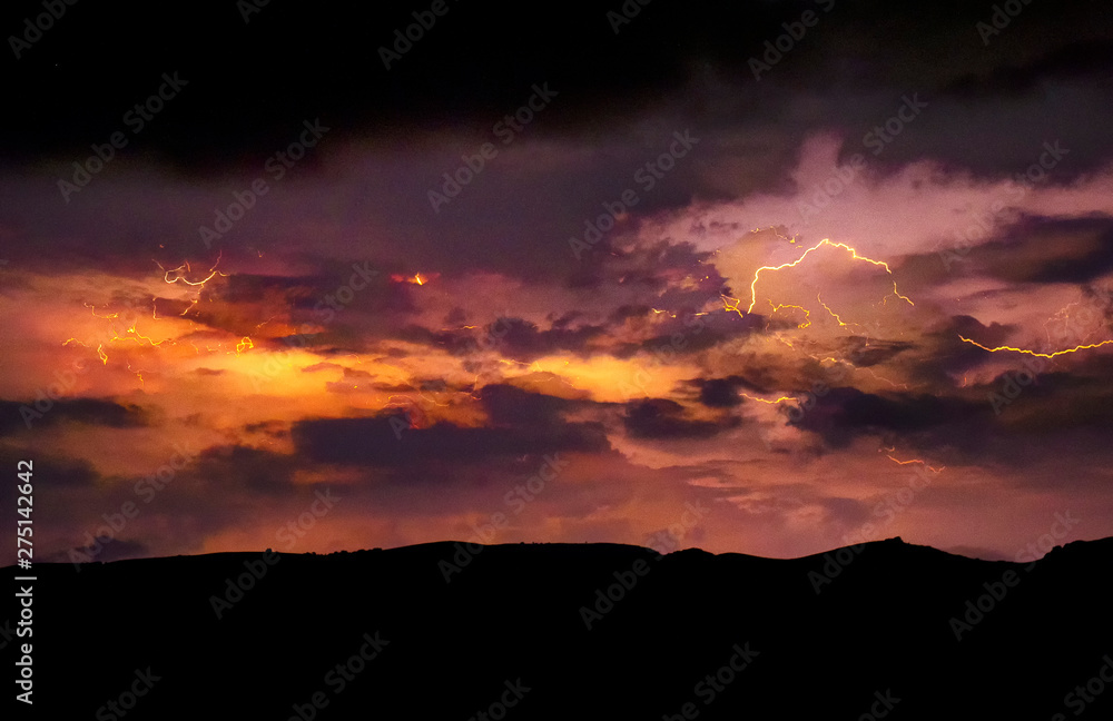 Obraz premium Lightning with dramatic clouds image . Night thunder-storm