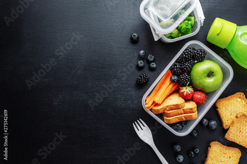 Valokuvatapetti Healthy lunch to go packed in lunch box