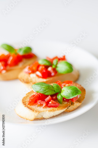 Bruschetta with tomato and basil.