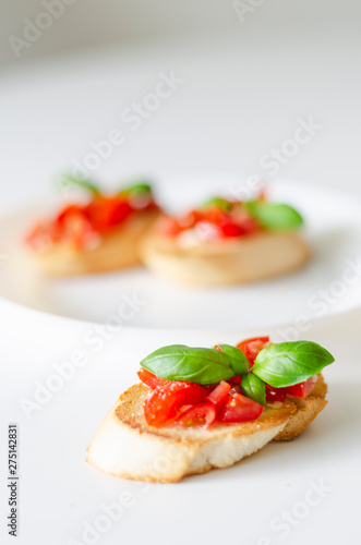 Bruschetta with tomato and basil.