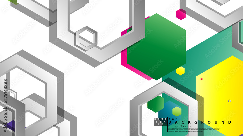 Abstract geometric background with hexagon, brights color compositions. Vector illustration Abstract geometric background with hexagon, brights color compositions. Vector illustration