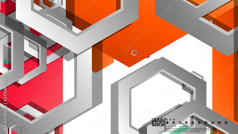 Fototapeta premium Abstract geometric background with hexagon, brights color compositions. Vector illustration