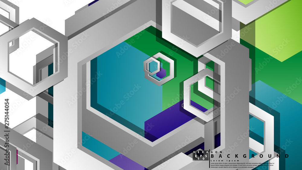 Abstract geometric background with hexagon, brights color compositions. Vector illustration Abstract geometric background with hexagon, brights color compositions. Vector illustration