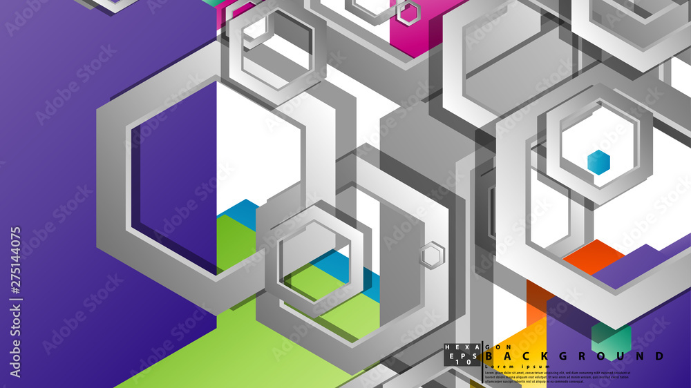 Abstract geometric background with hexagon, brights color compositions. Vector illustration Abstract geometric background with hexagon, brights color compositions. Vector illustration