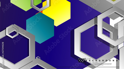 Abstract geometric background with hexagon, brights color compositions. Vector illustration