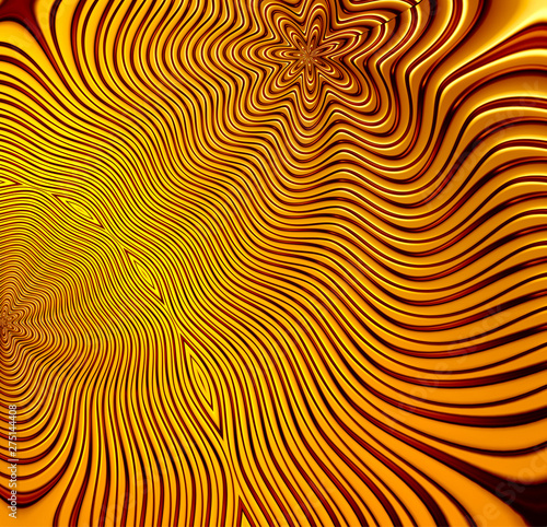 Golden fractal pattern - Illustation 3d rendering - Illustation 3d rendering