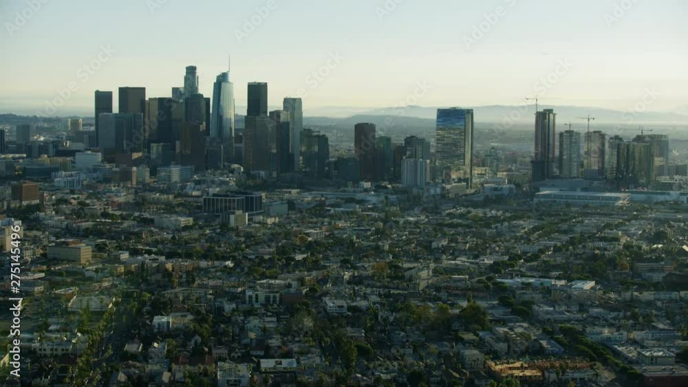 Aerial sunrise view central and downtown Los Angeles Aerial sunrise view central and downtown Los Angeles