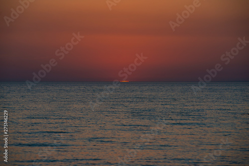 Bright sky and water at sunset over Black sea of Anapa  Krasnodar region  Russia