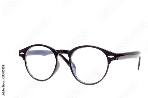 Vintage black eyeglasses isolated on white background