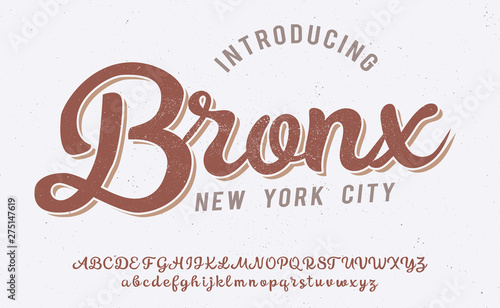 Bronx. New York City print. Hand made script font. Stylish badge for stickers or prints on clothes.