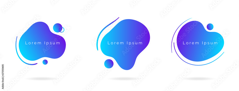 Modern blue gradient abstract banners. Fluid elements set Modern blue gradient abstract banners. Fluid elements set