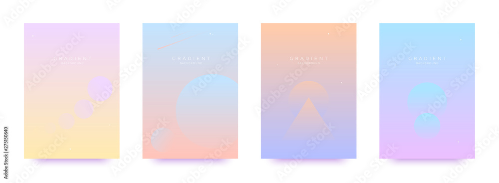 Cosmic abstract backgrounds set with gradients, moon, planets, shapes.