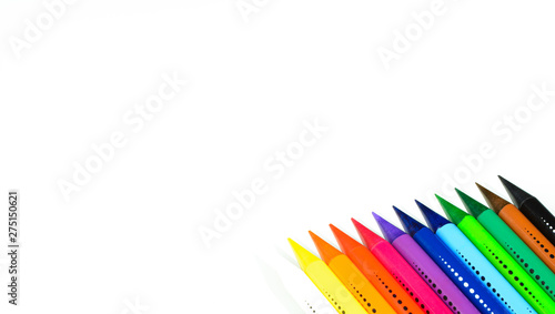 Sharpening pencils color gradations compared CONSECUTIVE color scale, isolated on a pure white background, VERSION with space for text or banner