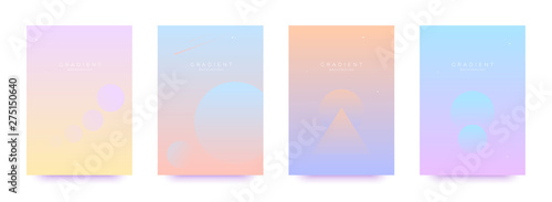 Cosmic abstract backgrounds set with gradients, moon, planets, shapes.