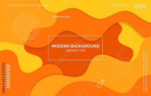 Orange and yellow waves background, banner, layout with text space, abstract elements.