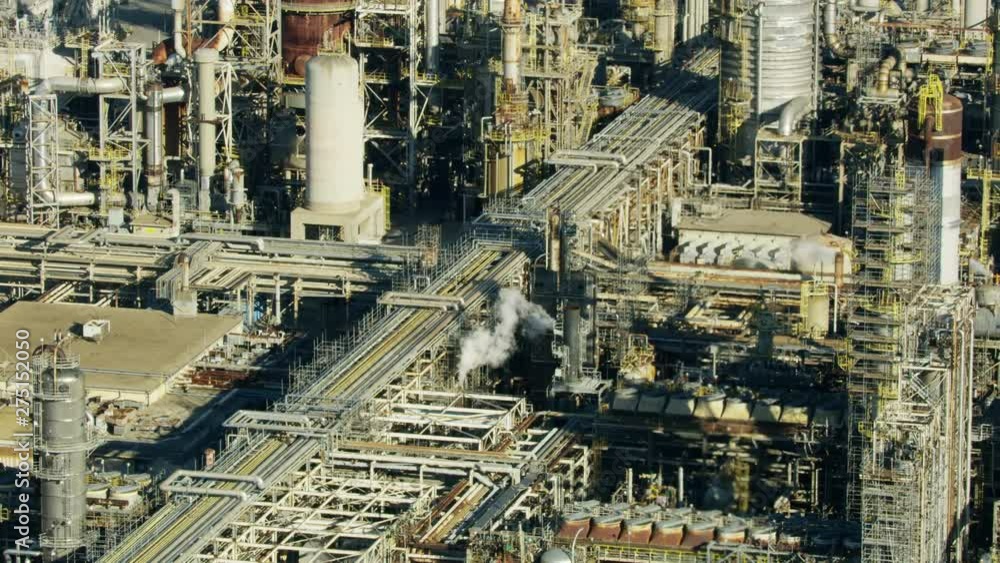 Aerial view San Pedro oil refinery infrastructure LA Aerial view San Pedro oil refinery infrastructure LA