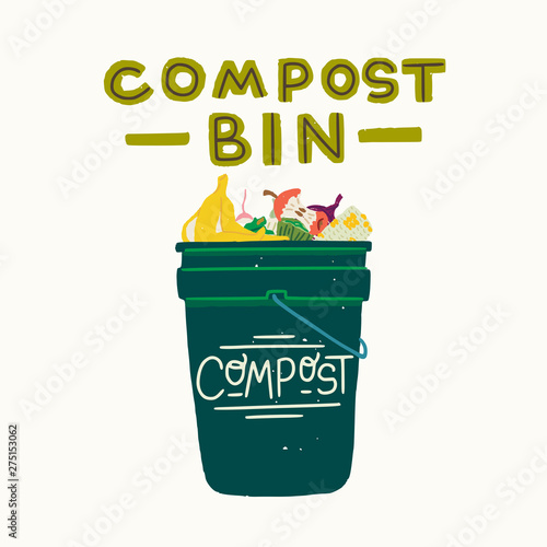 Compost bin with food scraps illustration