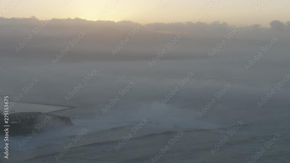 Aerial view seascape at sunrise Mavericks California USA Aerial view seascape at sunrise Mavericks California USA