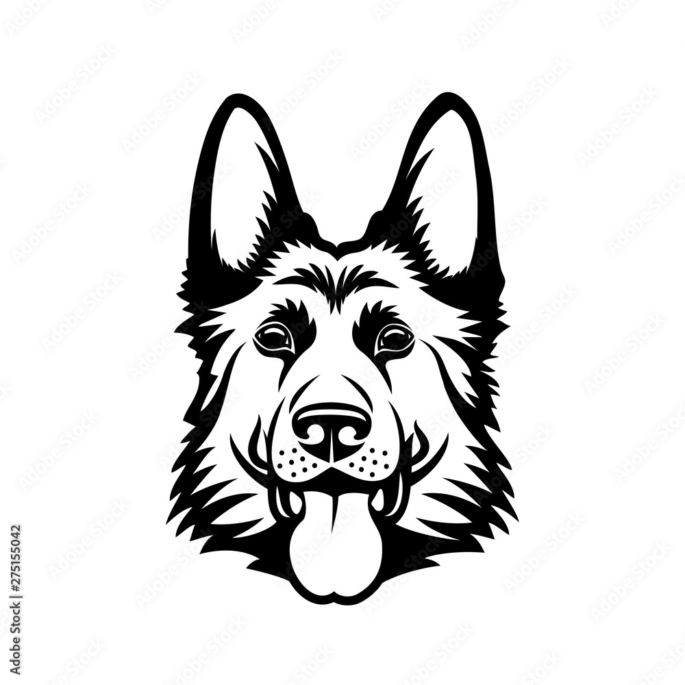 German Shepherd dog - isolated outlined vector illustration Stock ...