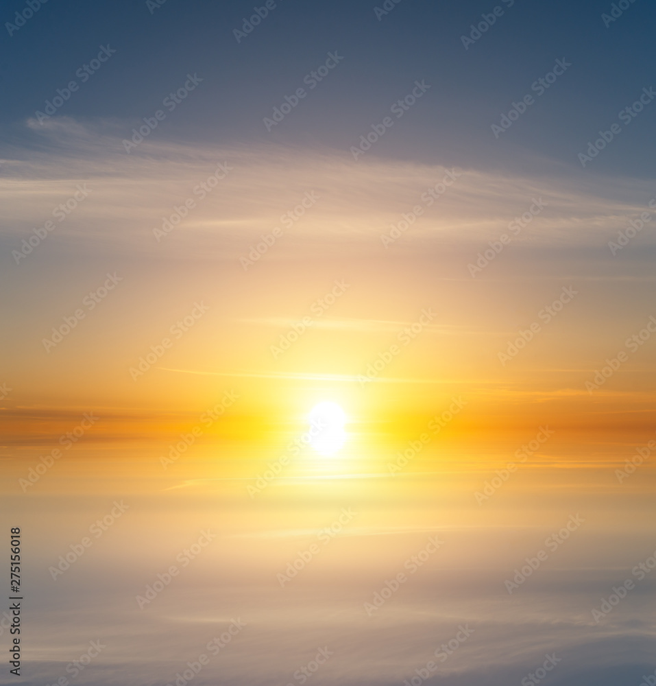 Romantic sunset and cirrus clouds in the blue sky over the sea. Romantic sunset and cirrus clouds in the blue sky over the sea.